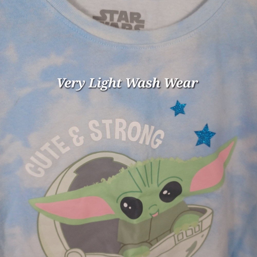 Star Wars Baby Yoda Kids Tie Dye Kids T-Shirt Blue Large 10-12 *LIGHT WEAR* - Picture 5 of 7